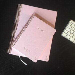 To lyserøde notesbøger